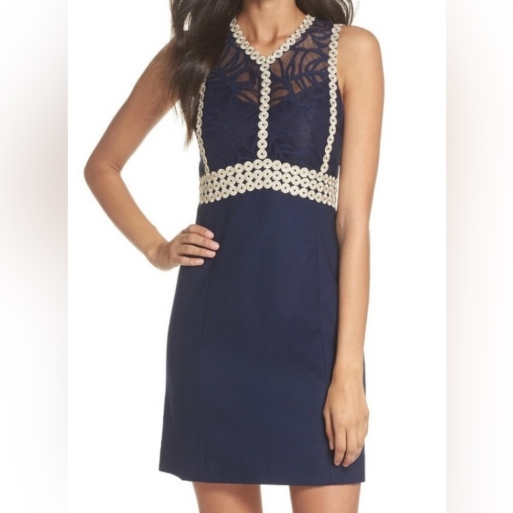 Lilly Pulitzer LEIGH Stretch Shift Dress with Gold stitching 💙